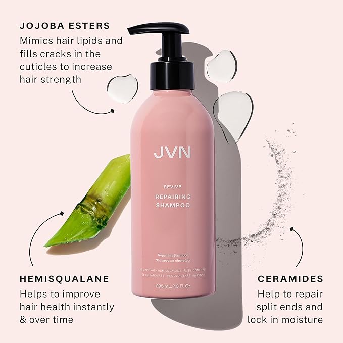JVN Repair & Shine Essentials Set, Pack of 3, Includes Revive Repairing Shampoo, Conditioner, and Revive Rapid Repair Hair Bond Gloss, Made for Damaged Hair, Silicone-Free, Haircare for Women and Men
