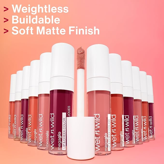wet n wild Mega Glo Lip & Cheek Color, Creamy Berry Stain, Buildable Multi-Use Soft Matte Finish, Vegan & Cruelty-Free - Berry True (Pack of 2)