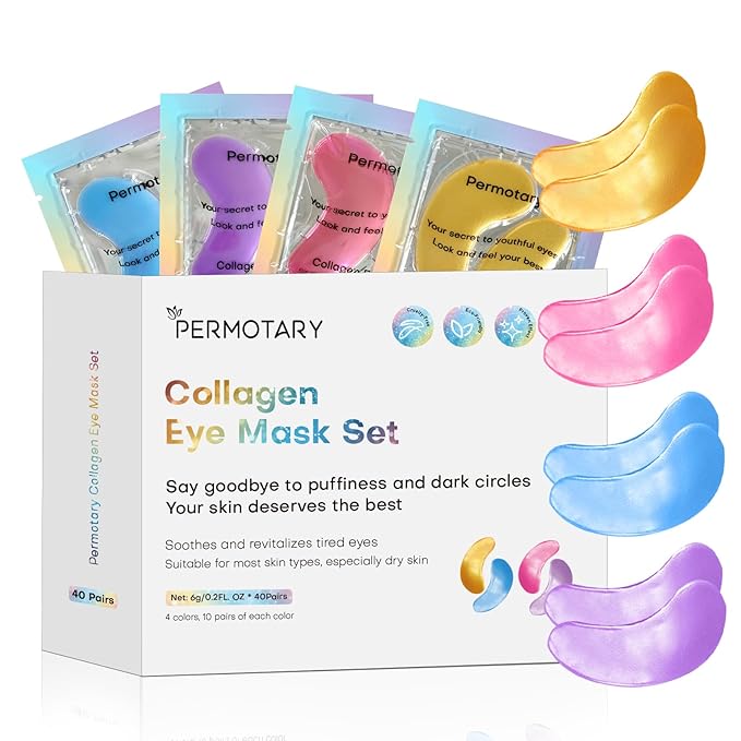 Under Eye Patches(40 Pairs), Collagen Crystal Eye Mask with Hyaluronic Acid, Under Eye Mask for Dark Circles, Puffy Eyes, Wrinkles, Treatment Skin Care
