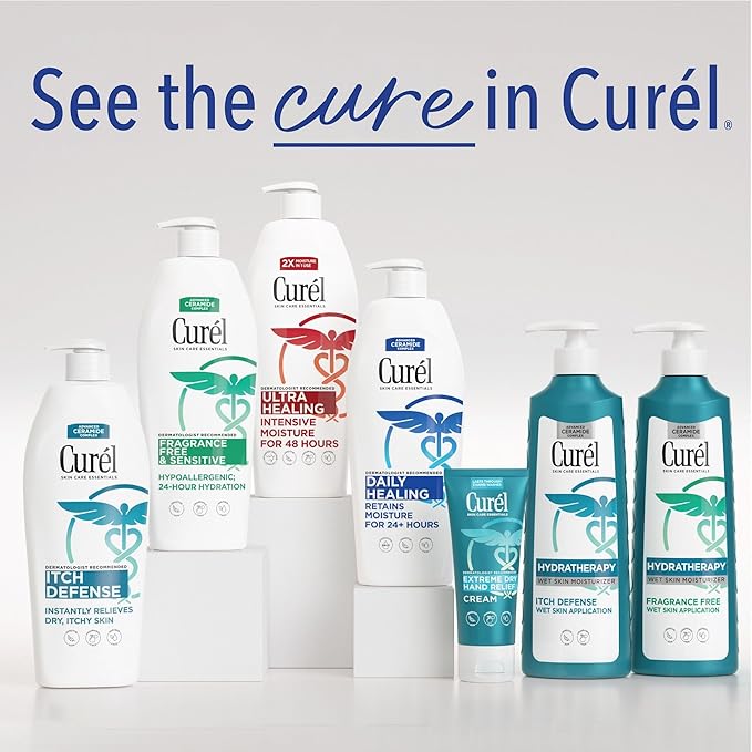Curel Ultra Healing Intensive Fragrance-Free Lotion For Extra-Dry Skin, Dermatologist Recommended, Ideal for Sensitive Skin, Cruelty Free, Paraben Free, 20 Oz