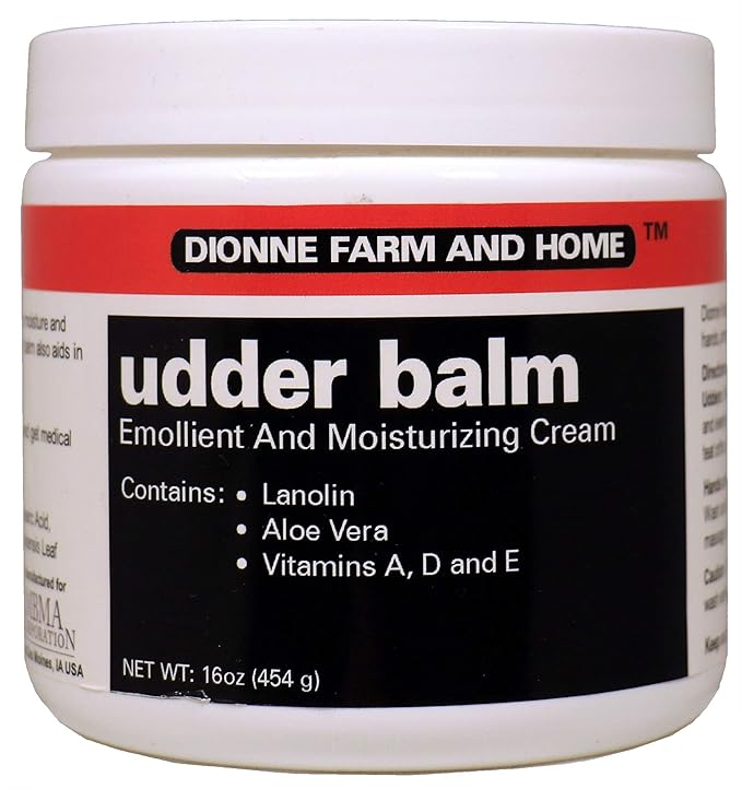 Dionne Farm and Home Udder Balm – Made in USA – Lanolin Healing Skin Care Cream for Dry, Cracked Hands – Non-Greasy Working Hands Cream & Body Moisturizer for Dry Skin Relief, 16 Fl Oz Jar
