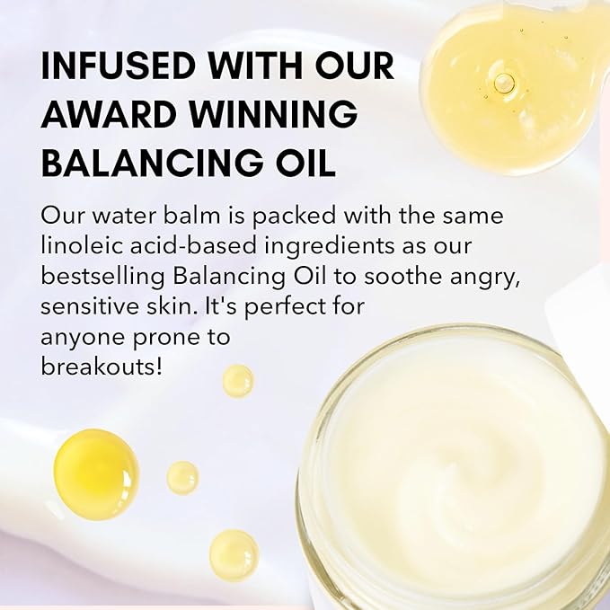 Clover Balancing Water Balm | Natural Gel-Cream Moisturizer for Sensitive Skin | Hydrates, Soothes & Smooths with Linoleic Acid, Ceramides & Peptides | Cruelty-Free & Vegan Face Cream - 2 oz (60 ml)