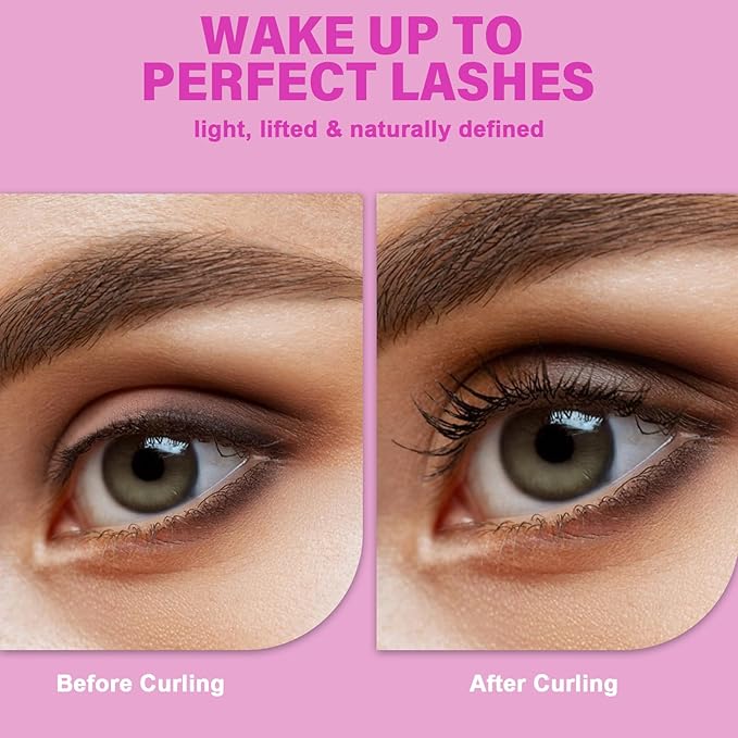 Eyelash Curlers with 6PCS Extra Replacement Pads, Premium Quality Eye Lash Curler, Superior Curling Effect, Easy to Hold and Use, Valentine's Day Gift for Her - Orange Purple Handle