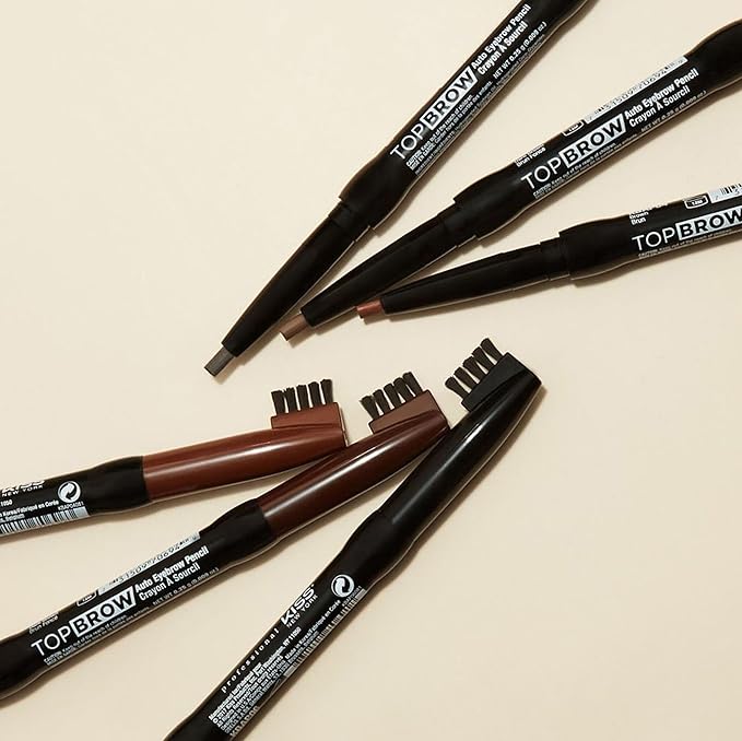 KISS NEW YORK Professional Long-Lasting Eyebrow, Retractable Eyebrow Pencil, Rich Pigmentation, Coconut Oil Infused, Built-In Brush Brow, Shapes, Define, Fills Brow, Eye Makeup (Dark Brown)