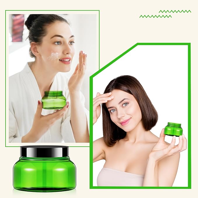 Tessco for you 24 Pack Plastic Jars with Lids Labels Multiuse Slime Containers Empty Body Scrub Jars Round Refillable Cosmetic Body Butter Container for Makeup (8 oz,Green,Black)