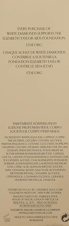 Elizabeth Taylor White Diamonds Body Lotion for Women, 6.8 Ounce