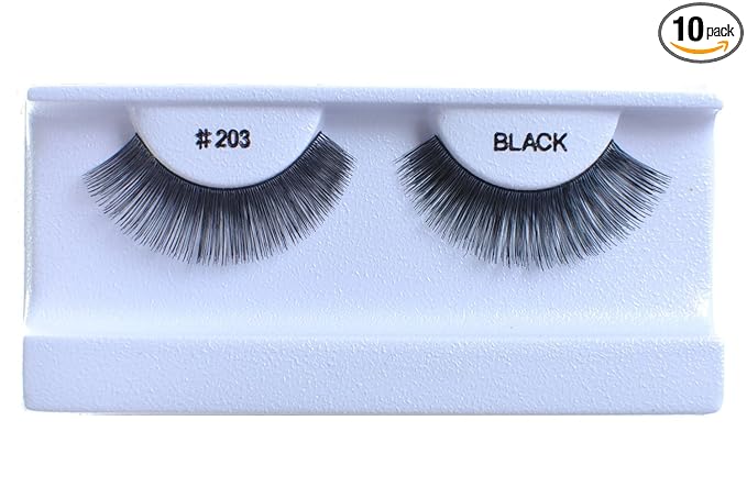 10 Pairs 100% Human Hair False Eyelashes Natural Black #203