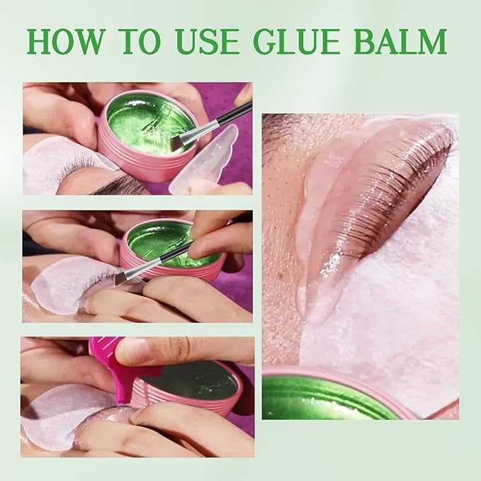 Libeauty Lash Lift Glue Balm Lash Lift Adhesive Strong Sticky Fruit Flavor Eyelash & Eyebrow Perm Glue Balm Brow Lamination Gel (Green Apple, 10g/0.35oz)