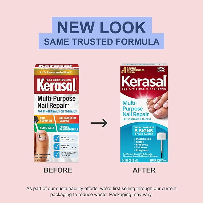 Kerasal Multi-Purpose Nail Repair, Nail Solution for Discolored and Damaged Nails, 0.43 fl oz