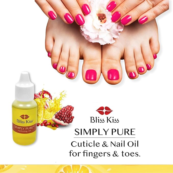 Bliss Kiss | Crisp Fragrance | Nail Oil Cuticle Dropper w/Vitamin E & Jojoba⏤Nail Strengthener Nail Growth Serum for Brittle Peeling Breaking Thin Nails | 0.5oz |