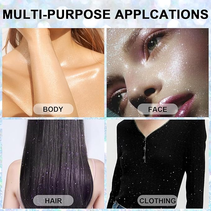 Hair and Body Glitter Spray, 1PC Glint-Rainbow Glitter Hairspray Dry Powder Makeup for Clothes, Festival Rave Loose Sparkle Powder,Holographic Ultra Fine Glitters for 4th of July Accessories