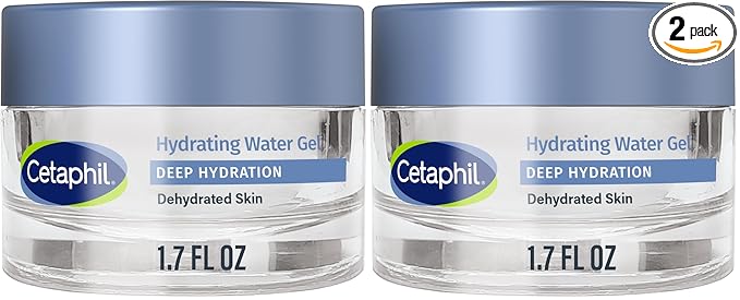 Cetaphil Deep Hydration Skin Restoring Water Gel with Hyaluronic and Polyglutamic Acid, Face Moisturizer, 72 Hour Hydration, For Dry, Dehydrated Sensitive Skin, Fragrance Free, 1.7 oz (Pack of 2)