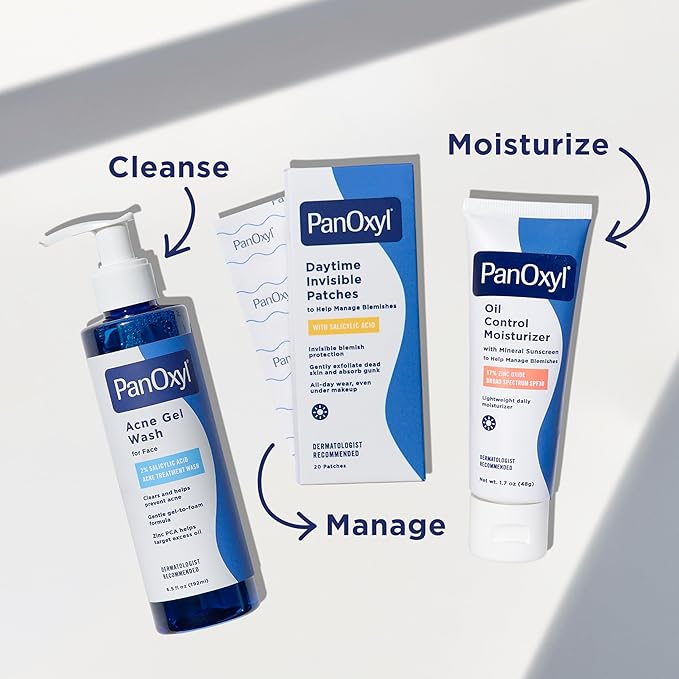 PanOxyl Acne Gel Wash, 2% Salicylic Acid, Moisturizes with Blue Algae and Aloe Vera, Mattifies with Zinc PCA, Nourishes Skin with Green Tea Extract and Betaine, with Allantoin, 6.5oz
