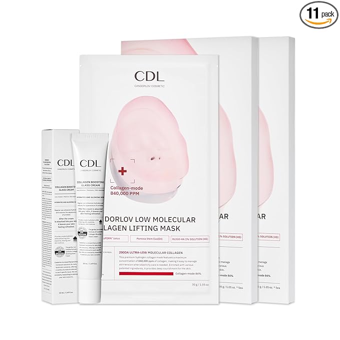 CANDORLOV CDL Collagen Duo: Collagen Lifting Mask (10 Sheets) plus Collagen Boosting Cream - Korean Glass Skin Glow Set, Anti-Aging, Firming & Deep Hydrating with CollagenMode Phyto PDRN