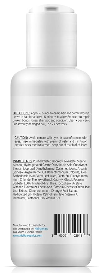 Hairgenics Pronexa Hair Bonder Bond Repairing Complex and Conditioner for Damaged and Treated Hair. 4 FL OZ Provides 8 full treatments.