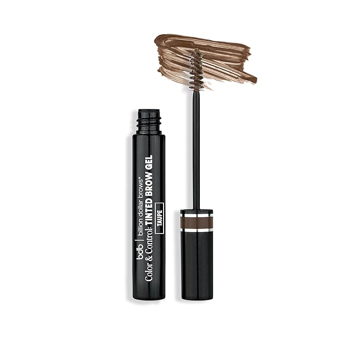 Billion Dollar Brows Color & Control Tinted Brow Gel, Taupe - Volumizing Eyebrow Fiber Gel with Sculpting Spoolie Wand - Waterproof Long-Lasting Smudge-Proof Brow Mascara - Vegan - 0.17 oz