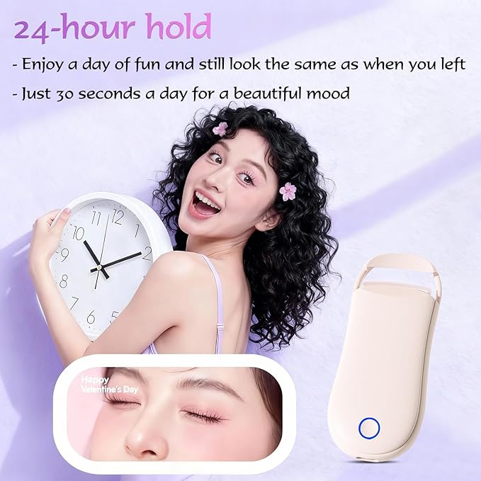 Heated Eyelash Curler, Electric Lash Curler with 3 Temperature Settings, Type-C Rechargeable & 10-Second Fast Heating for Long-Lasting Curls, Mini Travel-Friendly Design (Pink)