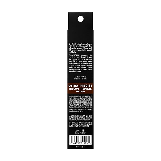 e.l.f. Ultra Precise Brow Pencil, Dual-Ended, Ultra Fine Tip Defines & Fills Eyebrows, Creamy Formula, Vegan & Cruelty-Free, Taupe