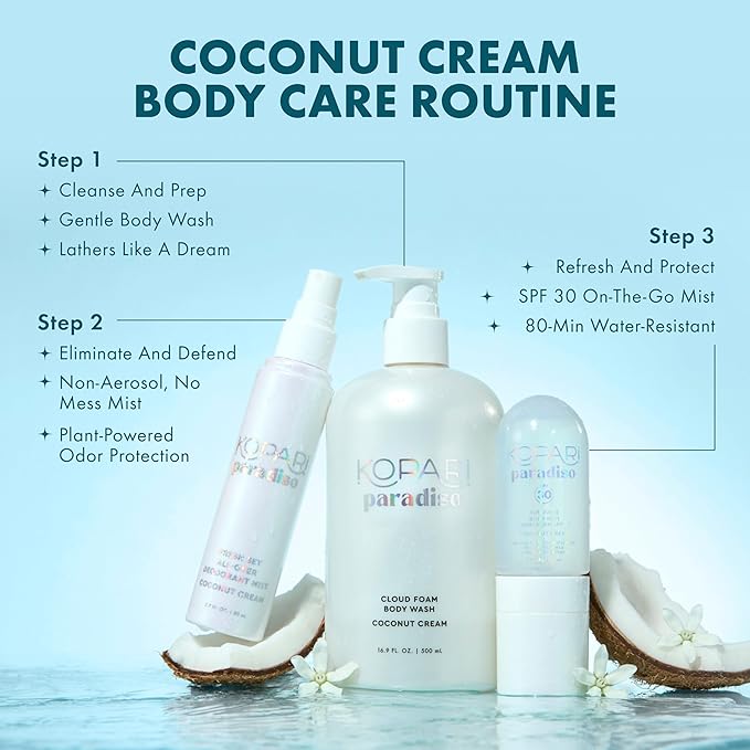 Kopari Paradiso Sun Juice SPF 30 Body Mist – Coconut Cream | Clear Non-Sticky Broad-Spectrum Sunscreen Mist, 80-Min Water-Resistant