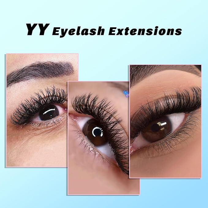 VAVALASH 3 Tips Triple YYY Lash Extensions D Curl 0.07mm Tray Easy Premade Volume 2D Fans Eyelash Extension YY Type Natural Volume Lashes Extension Soft Matte Black Lashes (YYY-0.07-D-8-15mm)