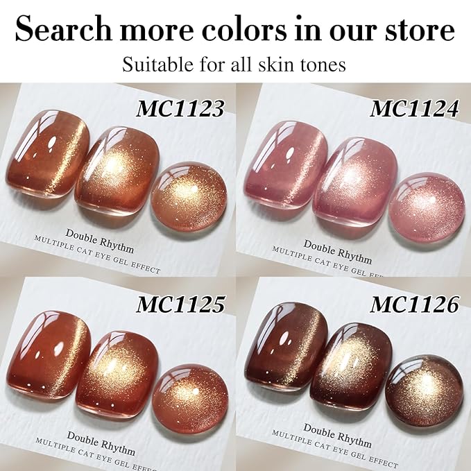 Double Rhythm 15ML Jelly Glass Cat Eye Gel Polish with Magnet Holographic Glitter Shimmer Translucent Sheer Color Salon Soak Off Magnetic Nail at Home (Silk Apricot)