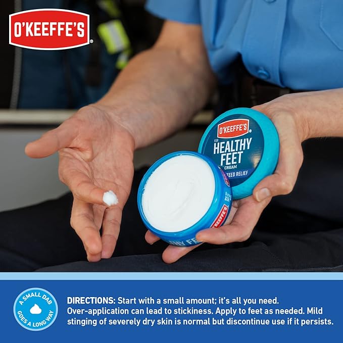 O'Keeffe's for Healthy Feet Foot Cream; Guaranteed Relief for Extremely Dry; Cracked Feet; Instantly Boosts Moisture Levels; 3.2 Ounce Jar; (Pack of 6)