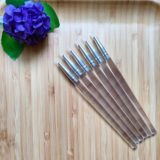 Silicone Brushes for UV Resin, Metallic Glitter Shimmer Eyeshadow, Nail Sequins Nail Sticker Colorful Hearts, Gel or Liquid Eyeliner along Lash Lines (3pcs, Transparent Handles)