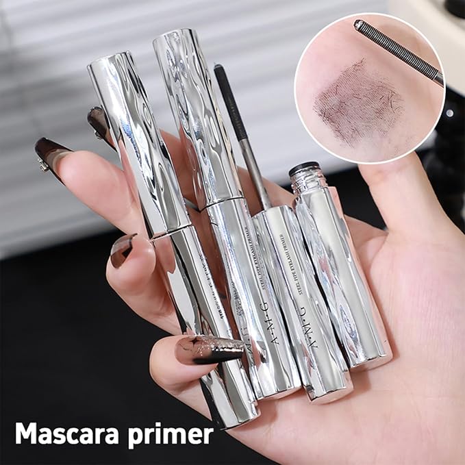 Iron Wand Mascara,New Metal Curl Waterproof Mascara, Tubular Eyelash Primer Waterproof Long Curling, Brushless Mascaras for Natural and Non-smudged Eyelash,Black (Pack of 2)
