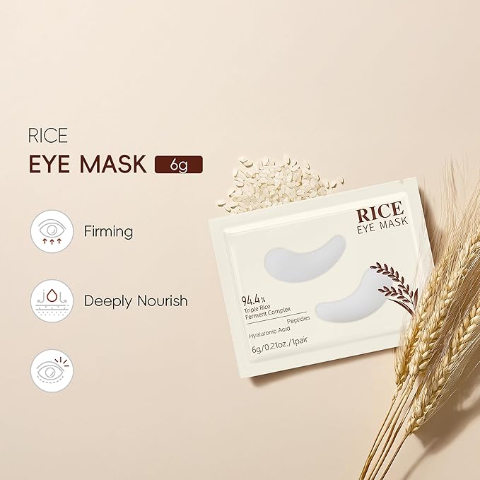 Rice Eye Mask, Under Eye Patches Collagen Pads for Puffy Eyes, Dark Circles, Bags and Wrinkles, Relieves Pressure and Reduces Wrinkles (10 Pairs)