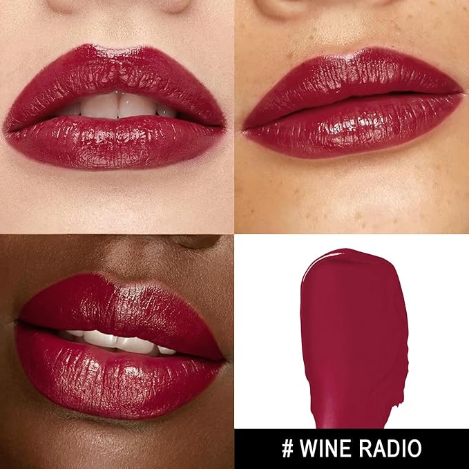 MAKI YIKA Moisture Dark Red Lipstick for Women Hydrate Tinted Lip Balm for Mother's Day Dry Cracked Lips Sheer Lipstick Lip Tinted Glossy Finish,MA074 Wine Radio