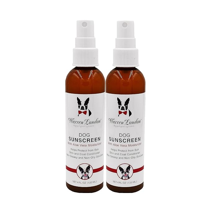 Warren London Dog Sunscreen Spray – 2-Pack (2 × 4 oz) UV Shield with Aloe | Quick-Dry, Non-Greasy, Sunblock for Nose, Ears & Coat | Prevents Sunburn & Itch | Save 18% vs. Single | Made in USA