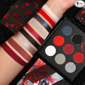 Red Goth Eyeshadow Palette - 9 Colors True Hot Red Black Eye Shadows | Halloween Glitters Makeup | Matte Shimmer High Pigmentation | Clown Vampire SFX Halloween Christmas Palette