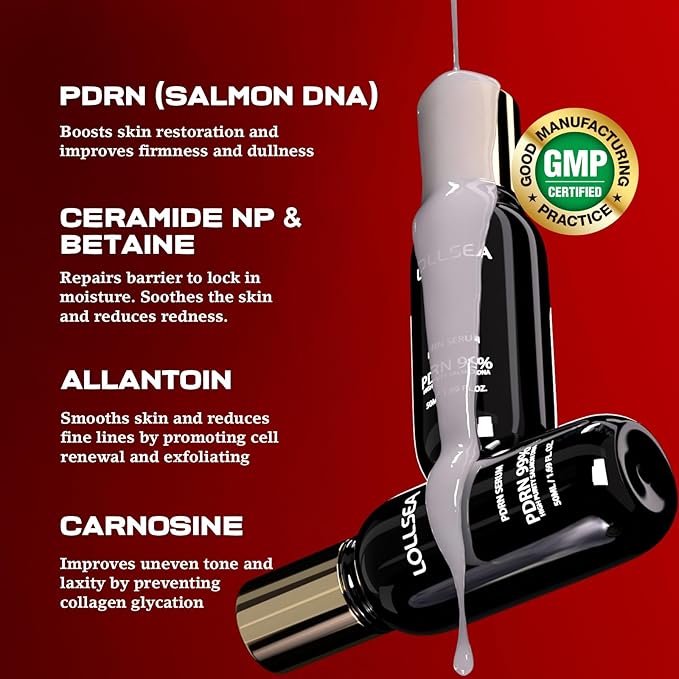 PDRN Serum, 99% Pure Salmon DNA, Anti-aging Glow Plumping Face Serum with Ceramide NP, Firming, Elasticity Improving, Tone Evening, Barrier Repairing, Moisturizing & Hydrating 1.69 fl. oz