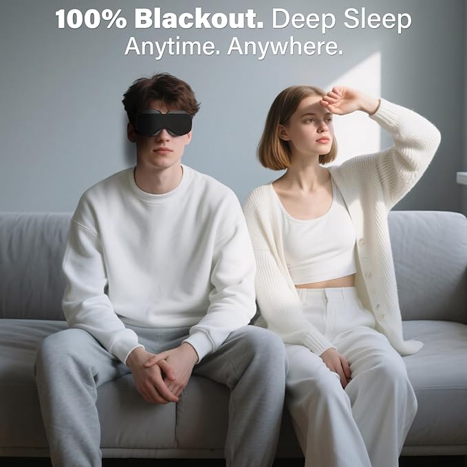 2026 Upgraded Sleep Mask for Dry Eyes, Moisture Goggles for Dry Eye Night, 100% Blackout Hydrating Sleep Goggles, Adjustable Strap, Soft Reusable Eye Mask for Sleeping & Travel, Black