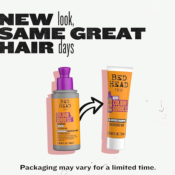 Bed Head by TIGI Colour Godess Shampoo Travel Mini – Oil Infused Shampoo for Color Treated Hair, 2.53 fl oz (Pack of 2)