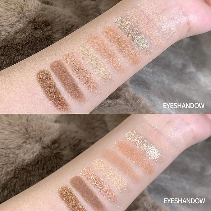 Nude Beige Matte Eyeshadow Palette Makeup, Silver Glitter Eye Shadow Palette Makeup, Highly Pigmented Eye Shadows For Older Women Eyes Naturing-Looking, Long Lasting Waterproof 04#