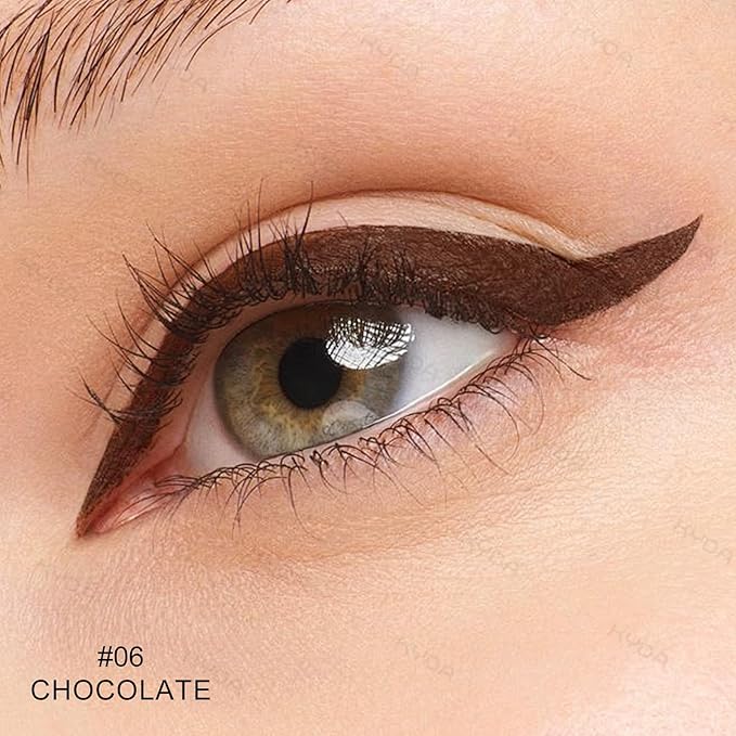 KYDA Brown Gel Eyeliner, Lasting Waterproof Cream Eyeliner & Eyebrow Makeup, High Pigment Smudge-proof Formula, Waterline Matte Eye Liner with Brush, Natural Brow Pomade Set, Chocolate