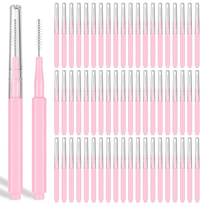 100 Pcs Micro Eyebrow Brush with Cap, Disposable Eyelash Brushes Brow Lamination Brush, Brow Lamination Supplies, Multi Function Micro Brushes, Suitable for Eyelash and Eyebrow Extension Tools
