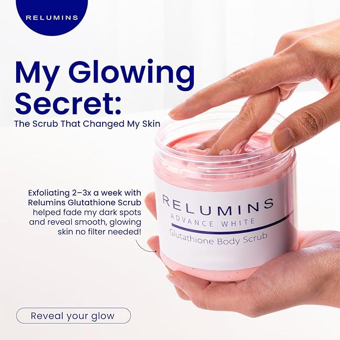Relumins Premium Summer Body Scrub with Glutathione, Rosehip & Sea Salt – Hydrating Exfoliating Scrub for Smooth, Radiant Skin, Glowing Summer Skin – Gentle Moisturizing Formula – 400ml x 5 Tubs