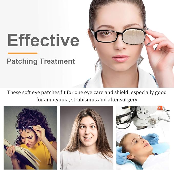eZAKKA Eye Patches for Adults, Eye Patch for Glasses Silk Patch for Lazy Eye Amblyopia Strabismus and After Surgery (Brown+Black)