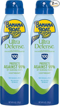 Banana Boat Ultra Defense Clear Sunscreen Spray SPF 100, 6oz | Lightweight Sunscreen, Banana Boat SPF 100, Water Resistant, 6oz (Pack of 2)