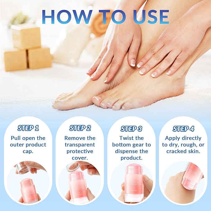 Crack Feet Prevention Stick, Anti Cracked Foot Cream For Dry Heels, Moisturizing Foot Balm Stick, Remove Dead Skin And Softening Dry Skin (Pink+Blue)