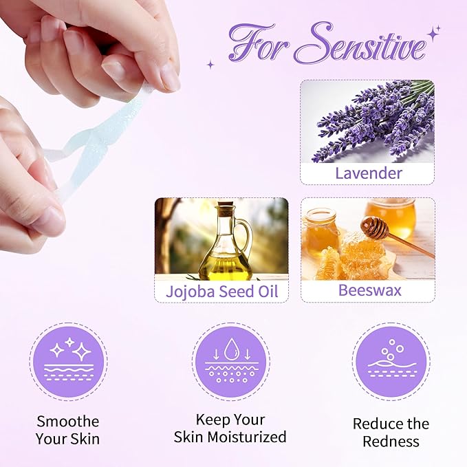 Beauty7 Sensitive High Arched Eyebrow Wax Strips, Eyebrow Waxing Strip 24 Strips with Pearl Powder Essential Oil for Sensitive Skin for Women