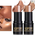 2Pcs Highlighter Stick Cream Contour Stick Makeup Kit, Shimmer Highlighter and Bronzer Stick Contour Wand, Water-proof Long Lasting Smooth Face Brightens & Shades Contouring Stick Illuminator