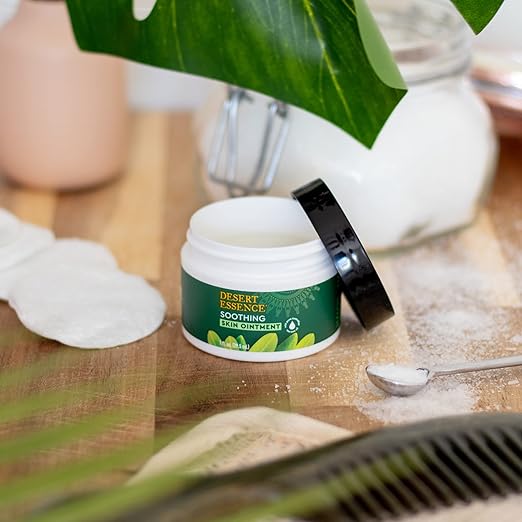 Desert Essence Organic Tea Tree Oil Skin Ointment - 1 Fl Oz - Pack of 4 - Jojoba & Lavender Essential Oils - Vitamin E - Sweet Almond Extract - Moisturizer For Dry Skin, Skin Irritations, Cuticles