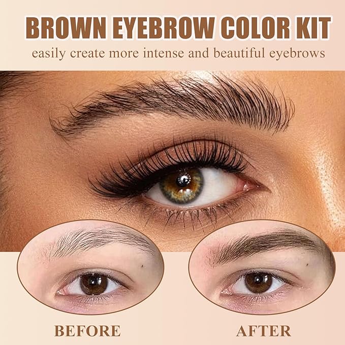Lash Color Kit, Professional Natural Brown Eyelash & Eyebrow Color Kit Lasting for 2 Weeks, Temporary Brow Color with Gentle Ingredients, Safe & Easy for Salon Home Use for Women Girl Mom Wife