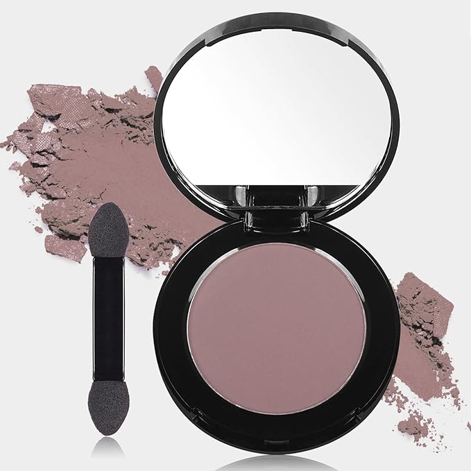 MEICOLY Matte Mauve Eyeshadow with Mirror,Taupe Eye Shadow Palette for Older Women and Girls,Pressed Powder Single Eyeshadow,Eye Makeup Eyelid Color,High Pigment,Waterproof