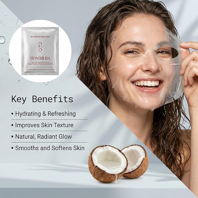 Red Ginseng Bio Cellulose Face Mask - Deep Hydrating Sheet Mask with Honeysuckle & Cica - Soothing Korean Skincare for Glowing Skin - 1 Sheet