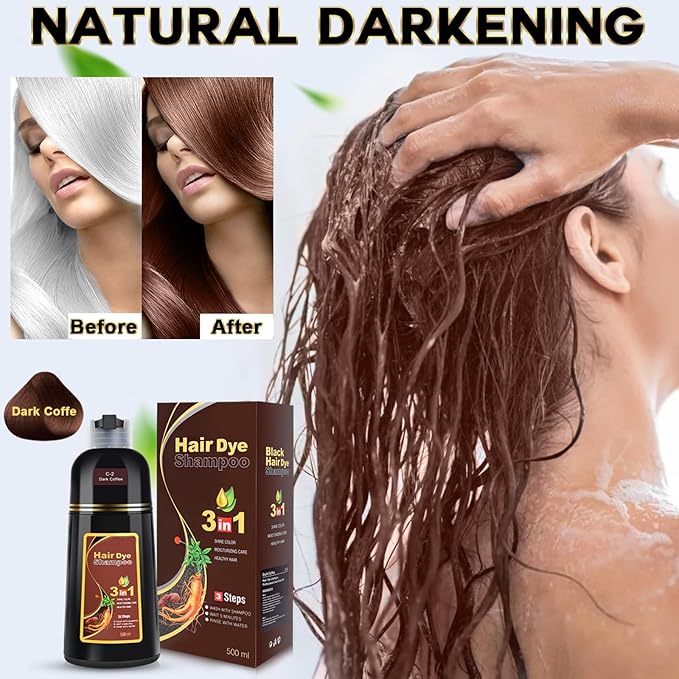 IIIMEIDU Burgundy Hair Dye Shampoo 3 in 1 for Gray Hair, Herbal Ingredients Dye Shampoo for Women Men, Hair Color Shampoo for Grey Coverage 500ml