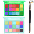 UCANBE Colorful Eyeshadow Palette Makeup Set, 2pcs 15 Shades Matte Shimmer Vibrant Neon Rainbow Pastel Eye Shadow Pallet with Soft Double Ended Brush, Summer Vibe Pigmented Blendable Eye Make Up Kit